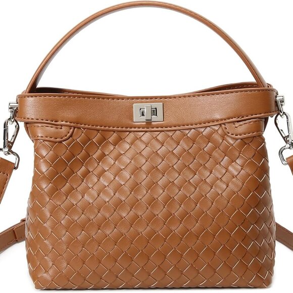 Handbags - Stylish Vegan Leather Crossbody Purse with Adjustable Strap - 8.66" x 6.3"